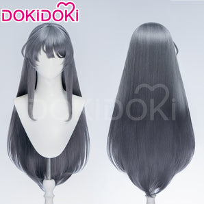 DokiDoki Anime Seishun Buta Yarou wa Bunny Girl Senpai no Yume wo Minai Cosplay Wig Mai Sakurajima Long Gray Wig Women / Hairpin