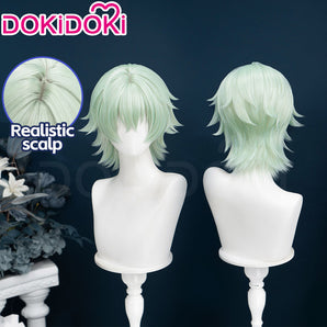 【Ready For Ship】DokiDoki Game Genshin Impact Cosplay Alyosha Wig Short Green Hair Snezhnaya Sudden Snow