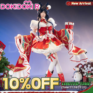 【Size S-3XL】DokiDoki-R Game Cosplay Christmas Fox Costume Doujin Red White Dress Cute Lolita