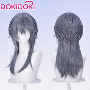 DokiDoki Game Arknights Cosplay Logos Wig Long Straight Blue Grey Hair
