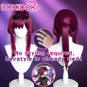 【Ready For Ship】DokiDoki Game Honkai: Star Rail Cosplay Kafka Wig Long Straight Purple Hair / Glasses / Earrings / Ring