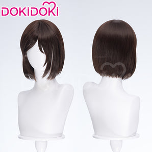 DokiDoki Anime Cosplay Women Sister Wig Short Straight Brown Hair