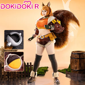 【Size S-3XL】Dokidoki-R Game Cosplay Brown Leather Suit Tail