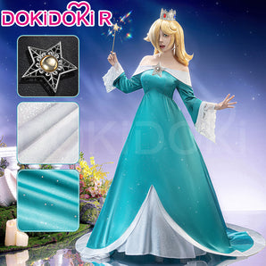 【 Partial Ready For Ship】【Glowing】【Size S-3XL】DokiDoki-R Movie Cosplay Cosplay Costume Blue Princess Dress With Magic Staff / Crown Halloween