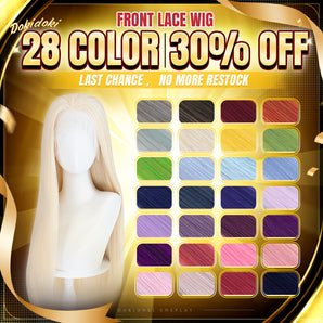 【Ready For Ship】【80cm Hand Knotted Front Lace】DokiDoki Cosplay Wig Basic Wig Long Straight Red / White / Black / Yellow / Orange / Purple / Blue / Green / Brown Hair Wig Base