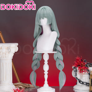 DokiDoki Game Wuthering Waves Cosplay Phrolova Wig Long Green Hair Pink Highlights Double Ponytails