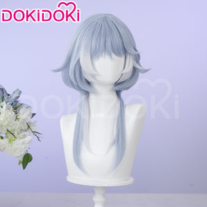 DokiDoki Game Honkai: Star Rail Cosplay Cipher Wig Long Straight Blue Gray White Highlights Hair