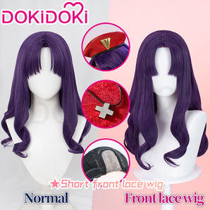 【Wig Ready For Ship】【Front Lace】DokiDoki Anime Cosplay Wig Long Curly Purple Wig / Hat/ Necklace