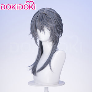 DokiDoki Game Arknights Cosplay Logos Wig Long Straight Blue Grey Hair