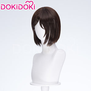 DokiDoki Anime Cosplay Women Sister Wig Short Straight Brown Hair