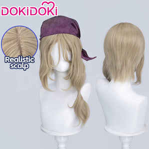 【Ready For Ship】DokiDoki Anime Mononoke Cosplay Kusuriuri Medicine Seller Wig Hair Curly Yellow