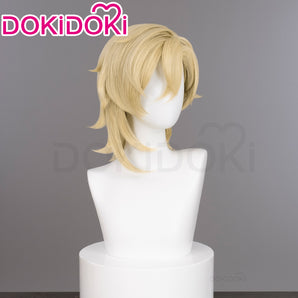 【Wig Ready For Ship】DokiDoki Game Honkai: Star Rail Cosplay Aventurine Wig / Ear Clip / Hat / Bracelet Short Straight Yellow Hair Shajin/ Tattoo Stickers / Glasses Sunglasses / Poker Prop