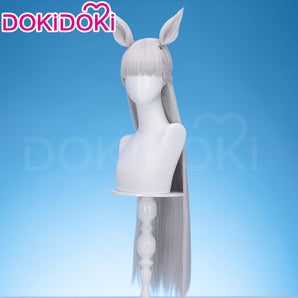 DokiDoki Game Uma Musume Pretty Derby Cosplay Gold Ship Wig Long Straight Silver Hair