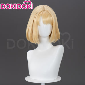 DokiDoki Anime Solo Leveling Cosplay Cha Hae-In Wig Short Straight Yellow Hair Cha Hae In