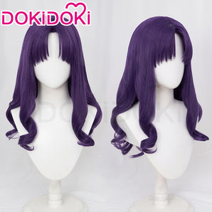 【Wig Ready For Ship】【Front Lace】DokiDoki Anime Cosplay Wig Long Curly Purple Wig / Hat/ Necklace