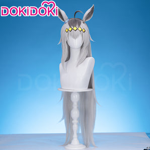 DokiDoki Game Uma Musume Pretty Derby Cosplay Oguri Cap Wig Long Straight Gray Hair