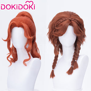 DokiDoki Game Identity V Cosplay Archer Wig Long Curly Brown Hair Brynhildr Vilulf idv The Anachronic Vilulf