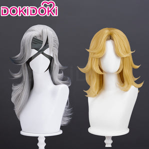 【Ready For Ship】Dokidoki Game Cosplay Woman Wig Mid-length Yellow Silver Hair Malice Skin