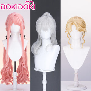 【Ready For Ship】DokiDoki Game Infinity Nikki Cosplay Nikki Wig Long Curly Pink Silver Hair Double Ponytail Floral Memory / Distant Memory / Breezy Tea Time