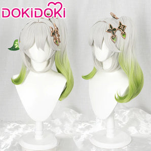 【US LOCAL SHIPPING 】DokiDoki Game Genshin Impact Sumeru Cosplay Kusanari Cosplay Wig Nahida Silver Green