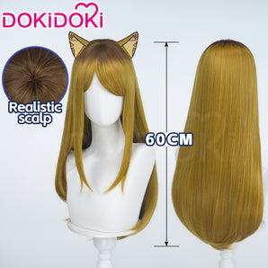 Chainsmoker Cat Cosplay Kansaineko Wig Long Straight Brown Gradient Hair DokiDoki Kaoruko Nishi