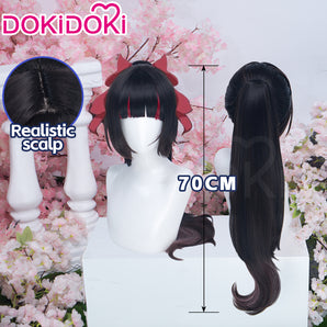 【Ready For Ship】DokiDoki Anime Agents of the Four Seasons Cosplay Sakura Himedaka Wig Long Straight Black Red Highlight Hair Ponytail Guard of Spring