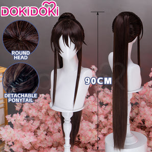 【Ready For Ship】DokiDoki Anime Manga Hell's Paradise: Jigokuraku Cosplay Yamada Asaemon Sagiri Wig Long Straight Dark Brown Hair High Ponytail