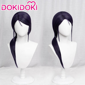 DokiDoki Anime Cosplay Wig Tie Hair Version Straight Dark Purple