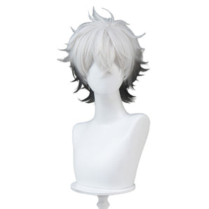 DokiDoki Game Cosplay Wig Skuully Wig Short Curly White Black Ombre Hair