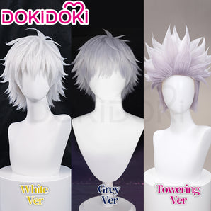 DokiDoki Anime Cosplay White/ Grey Wig/ Glasses/ White False Eyelash Short Grey