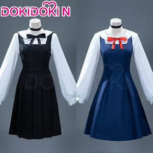 【Partially Ready For Ship】【Size XS-2XL】DokiDoki-N Anime Cosplay Costume White Long Sleeve Blouse Blue / Black Dress