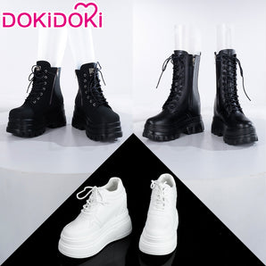 【Partially Ready For Ship】【12CM】DokiDoki Height Increasing Shoes / Elevator Shoes Martin Boots Black White 12CM Platform Shoes