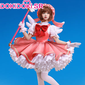 【S/M Ready For Ship】DokiDoki-SR Anime Card Captor Sakura Cosplay Kinomoto Sakura Costume / Shoes Women Cardcaptor Sakura