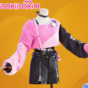 【Ready For Ship】【Size XS-XL】【Last Batch】DokiDoki-R Game Cosplay Pink Fuzzy Sweater Black Dress Costume