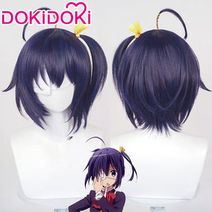 【Ready For Ship】DokiDoki Anime Love, Chunibyo & Other Delusions Cosplay Takanashi Rikka Cosplay Wig Short Dark Purple